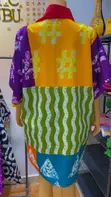 Colorful Bubu Dress - Women's Cotton V-Neck - 3