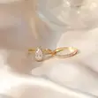 Pure Sterling Silver Pear Cut Bridal Ring Set - 2