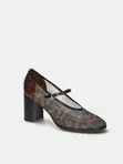 Women's Mesh Mary Jane Block Heel Pumps - 3