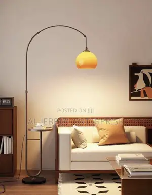 Sunset Arc Floor Lamp with Side Table