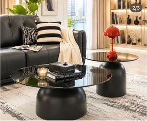 Center Table - Dark Smoked Tempered Glass Tops