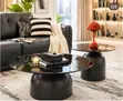 Center Table - Dark Smoked Tempered Glass Tops - 1