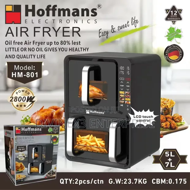 Hoffmans HM-801 Digital Air Fryer - 5L/7L Touch Control - 1