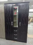 Spacious 3-Door Wooden Wardrobe with Mirror - 1