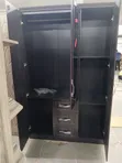 Spacious 3-Door Wooden Wardrobe with Mirror - 2