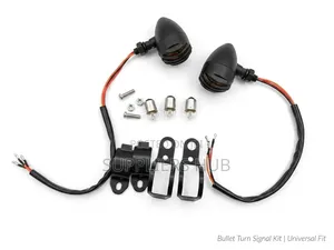2pc Motorbike Signal Indicator Lights with Bulbs, Clamp & Screws