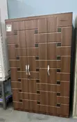 Brown 3-Door Wooden Wardrobe - 1