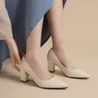 Black Ladies Chunky Office Heels - 2