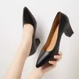 Black Ladies Chunky Office Heels - 3