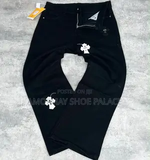 Black Cross Print Baggy Jeans