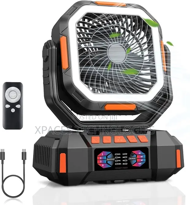 40,000mAh 3-in-1 Rechargeable Camping Fan with LED Light - 1