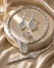 Silver Necklace Set with Earrings, Bracelet, and Ring - 2