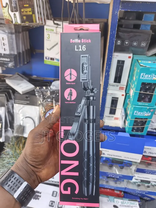 L16 Long Selfie Stick with Wireless Remote and Tripod - 1
