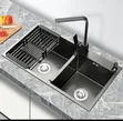 Complete Black Durable Double Bowl Cabinet Sink - 1