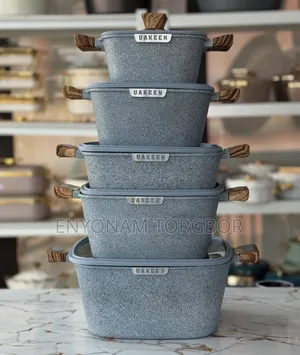Uakeen 5pcs Granite Non-Stick Square Pot Set