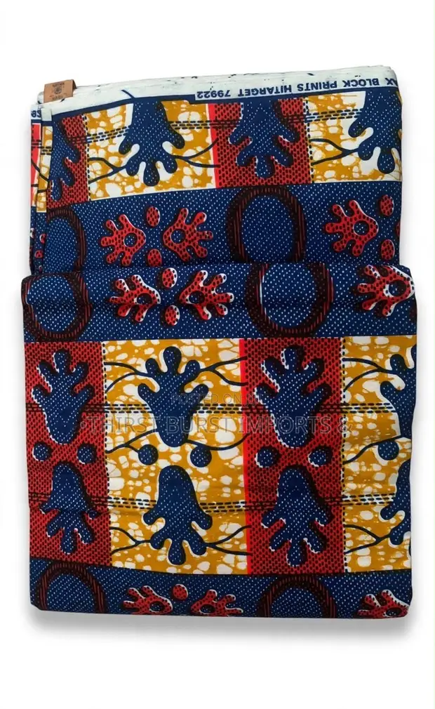 Original Hitarget Ankara 6 Yards - Blue Yellow Patchwork - 1
