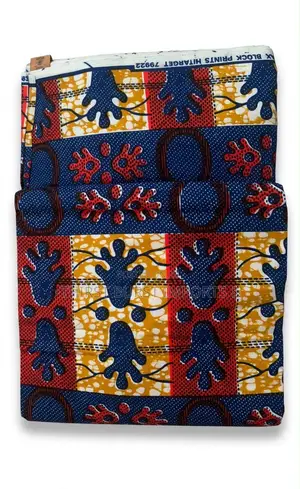 Original Hitarget Ankara 6 Yards - Blue Yellow Patchwork
