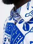 Men's Blue & White African Adinkra Print Short Sleeve Shirt - 2