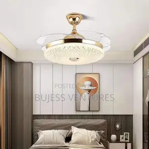 Retractable Crystal Fanlight with Bluetooth Speaker & Remote