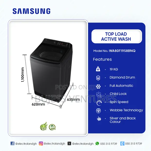 Samsung 19kg Top Load Active Washing Machine - 1