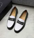 Prada Black and White Two-Tone Leather Penny Loafers - 1