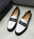 Prada Black and White Two-Tone Leather Penny Loafers - 2