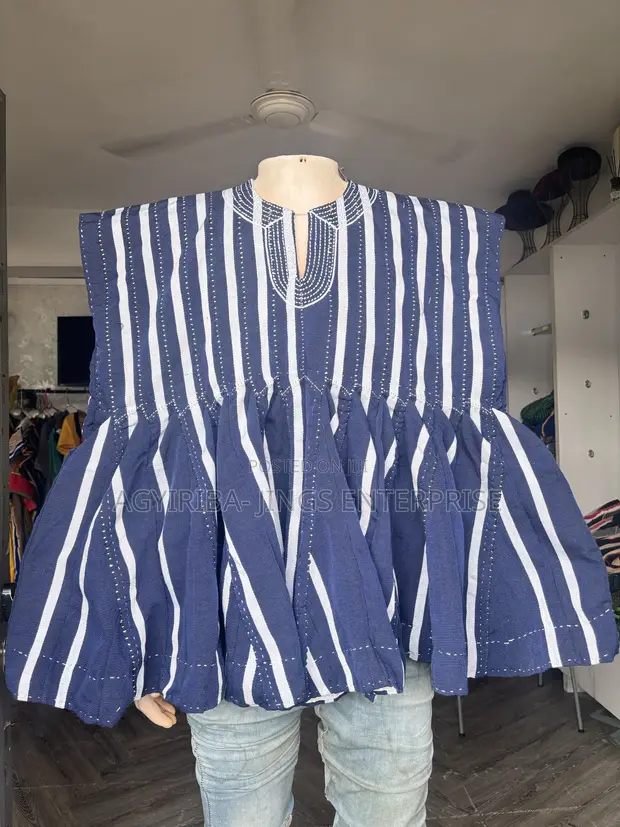 Blue and White Sleeveless Top - 1