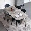 Modern Six-Seater Dining Set - White & Brown Marble Stone Top - 3