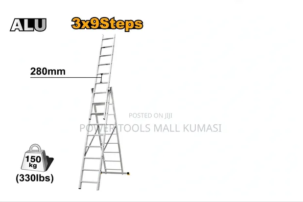 INGCO 3-Section Extension Ladder (3x9 Steps) - 1