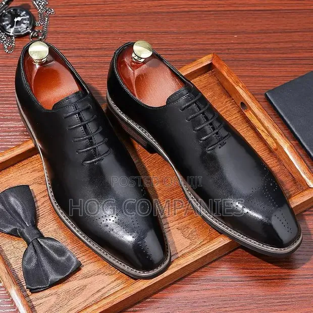 Men's Black & Brown Oxford Shoes - Cowhide Leather - 1