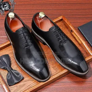 Men's Black & Brown Oxford Shoes - Cowhide Leather