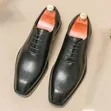 Men's Black & Brown Oxford Shoes - Cowhide Leather - 2