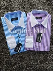 Ladies' Long-Sleeve Striped and Plain Cotton Shirt - 5