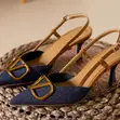Women's Denim Kitten Heels - 2