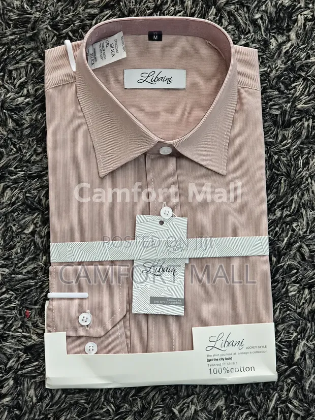 Men's Long-Sleeve Cotton Shirts - Striped & Plain - 1