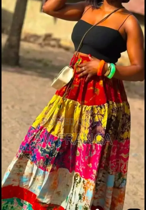Ladies African Tie-and-Dye Long Skirt - 1