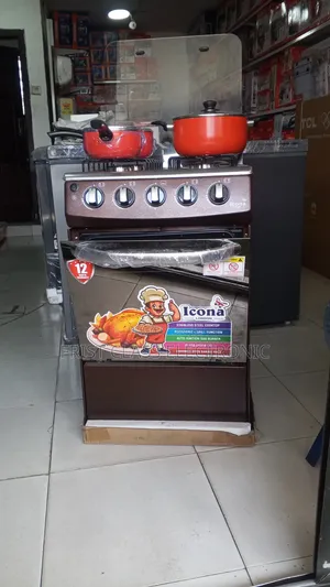 Icona 4 Burner Gas Oven with Non-Stick Cook Pot