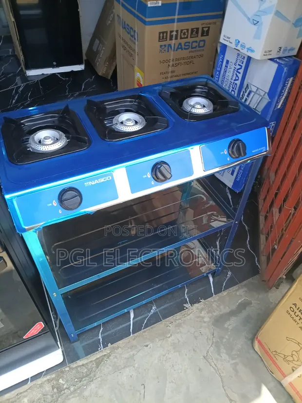 Nasco 3 Burner Gas Stove with Stands and Shelves - 1
