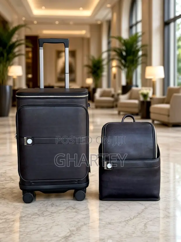 Luxury 2-Piece Leather-Look Luggage Set - Carry-on Backpack - 1