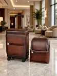 Luxury 2-Piece Leather-Look Luggage Set - Carry-on Backpack - 3