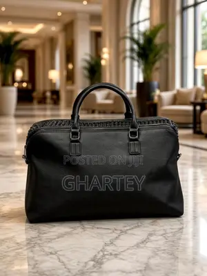 Luxury Black Leather-Look Travel Bag - Weekend Duffel