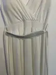 White V-Neck Wrap Maxi Dress with Rhinestone Belt - 1