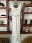White V-Neck Wrap Maxi Dress with Rhinestone Belt - 2