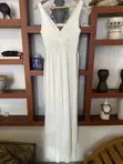 White V-Neck Wrap Maxi Dress with Rhinestone Belt - 5