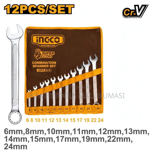 INGCO 12-Piece Combination Spanner Set - 1