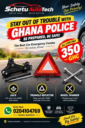 3-in-1 Car Emergency Kit: Jack, Reflector, Wheel Spanner
