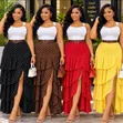 Polka Dot Ruffle Maxi Skirt and Top Set - 2