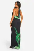Floral Mesh Plunge Maxi Dress - 2