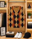 Men's Classic V-Neck Diamond Knit Sweater Vest - 4