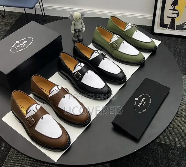 Prada Men's Two-Tone Monk Strap Leather Loafers - 1